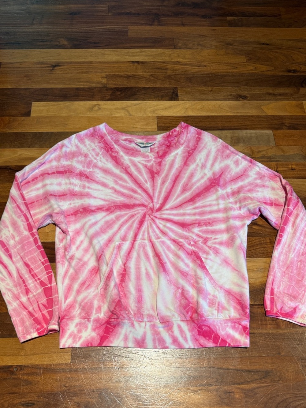 Hard tail Pink White Tie-Dye Long Sleeve Crop Top small